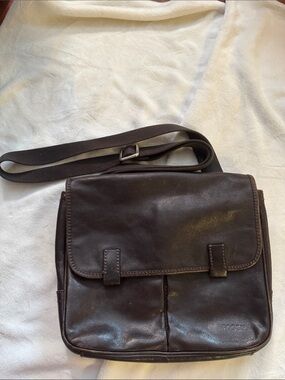 Fossil Brown Leather Messenger Crossbody Bag